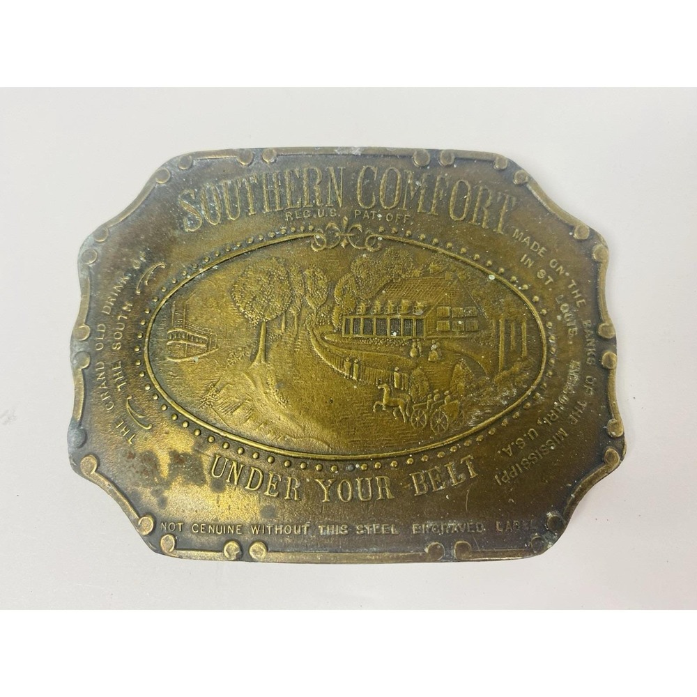 Southern Comfort Under Your Belt Whiskey Advertisement Belt Buckle Bergamot